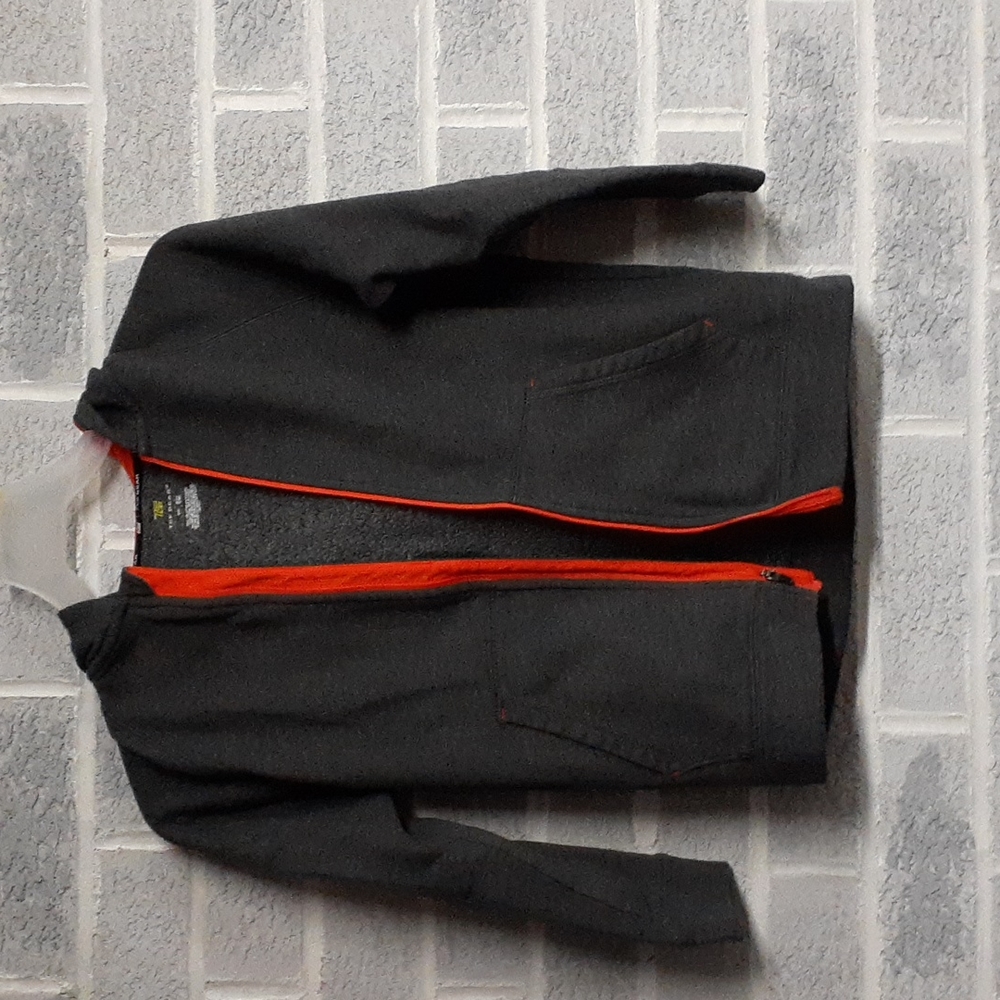 Tek Gear Kids Boys Grey and Orange Fleece Lined Hoodie Jacket Size S(8)